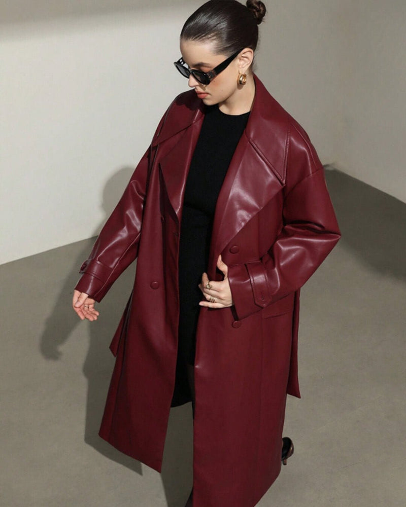 ZEYA - Connie Faux Leather Maxi Trench Coat