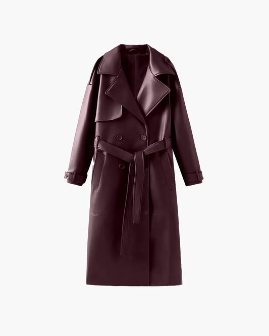ZEYA - Connie Faux Leather Maxi Trench Coat