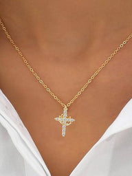Collana con pendente a croce di pietra preziosa Tabitha