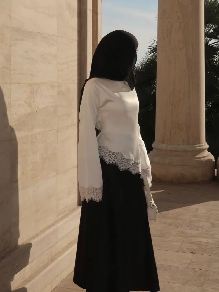 ZEYA - Danica Lace Satin Long Sleeve Top