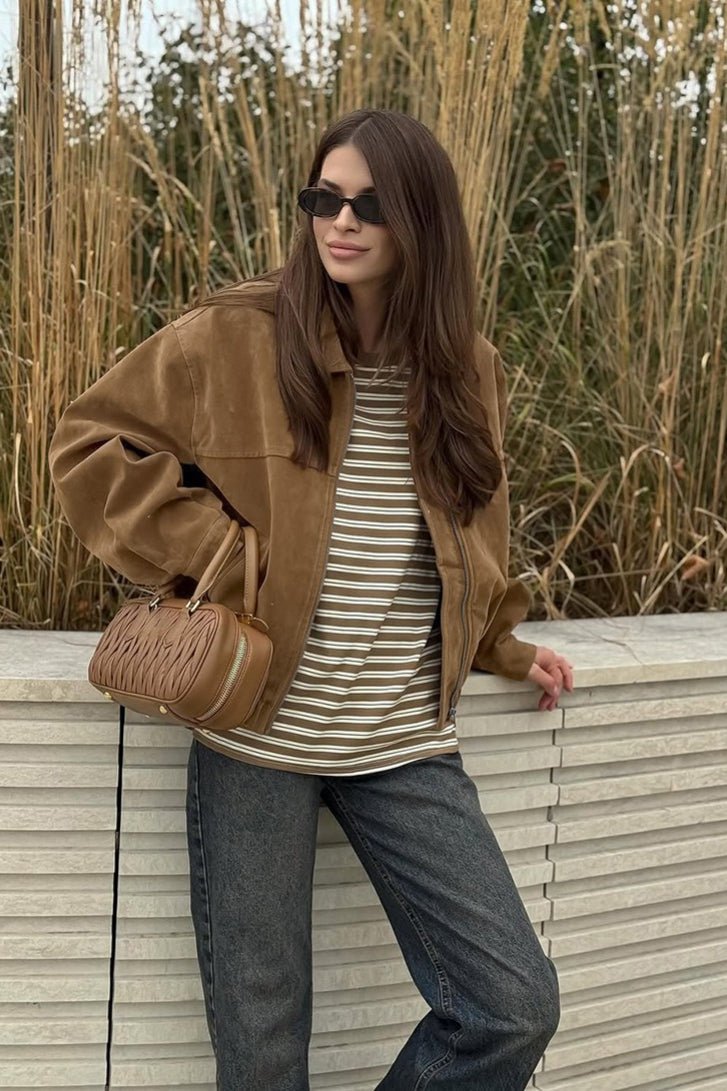 ZEYA - Daniela Suede Zip-Up Bomber Jacket