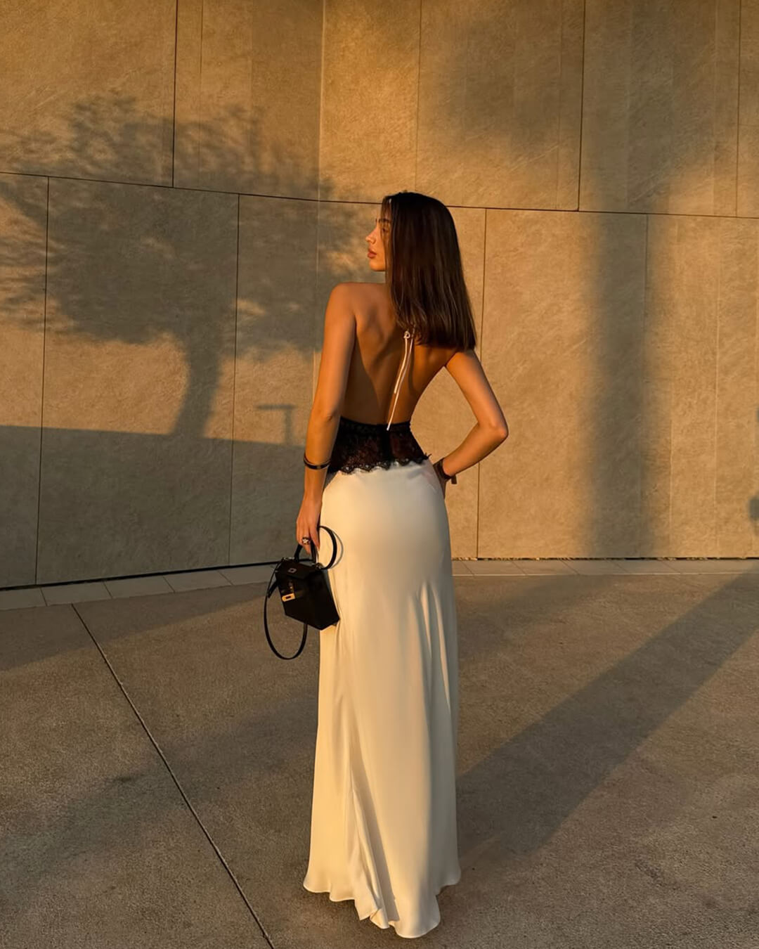 ZEYA - Danna Satin Lace Waist Backless Dress