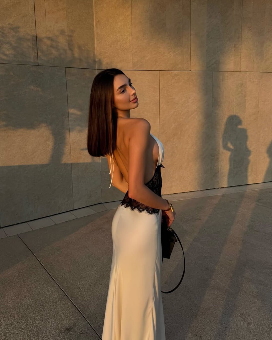 ZEYA - Danna Satin Lace Waist Backless Dress