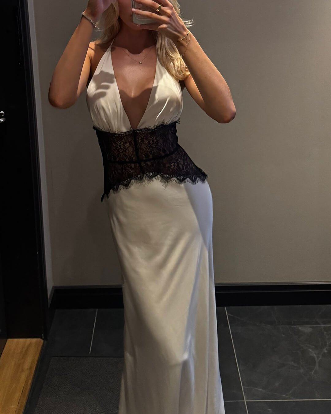 ZEYA - Danna Satin Lace Waist Backless Dress