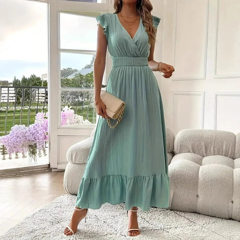 ZEYA - Delfina V-Neck Ruffle Swing Dress