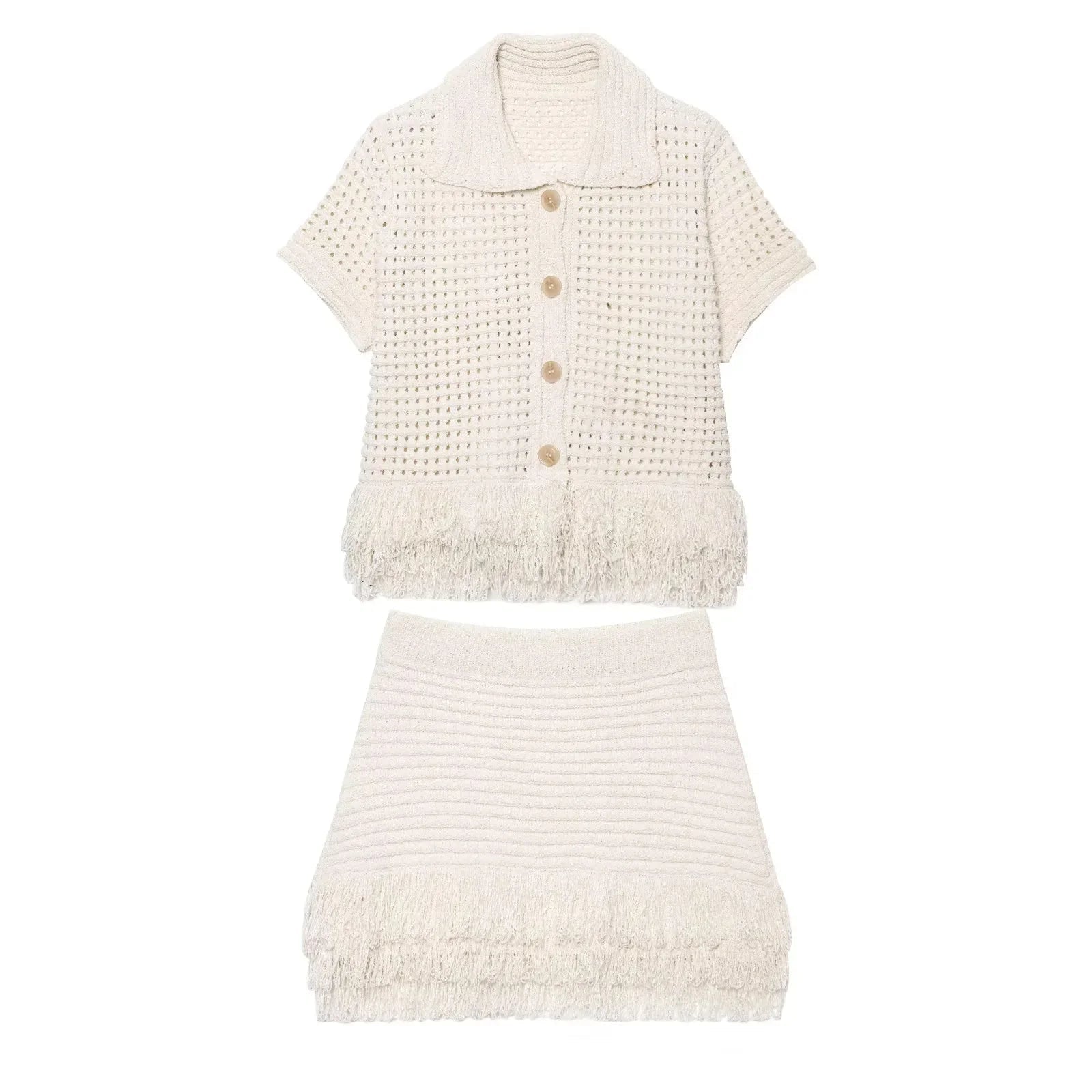 ZEYA - Demetra Knitted Tassel Skirt Set