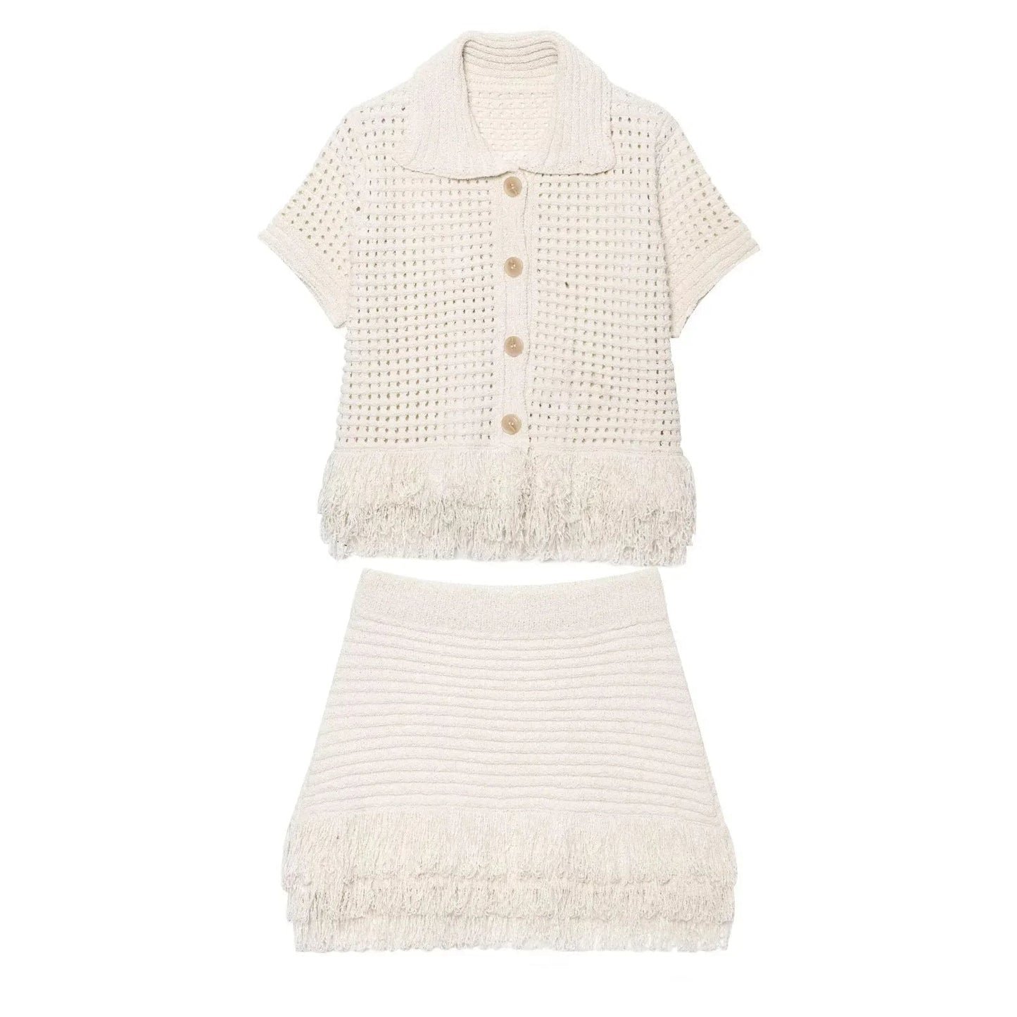 ZEYA - Demetra Knitted Tassel Skirt Set