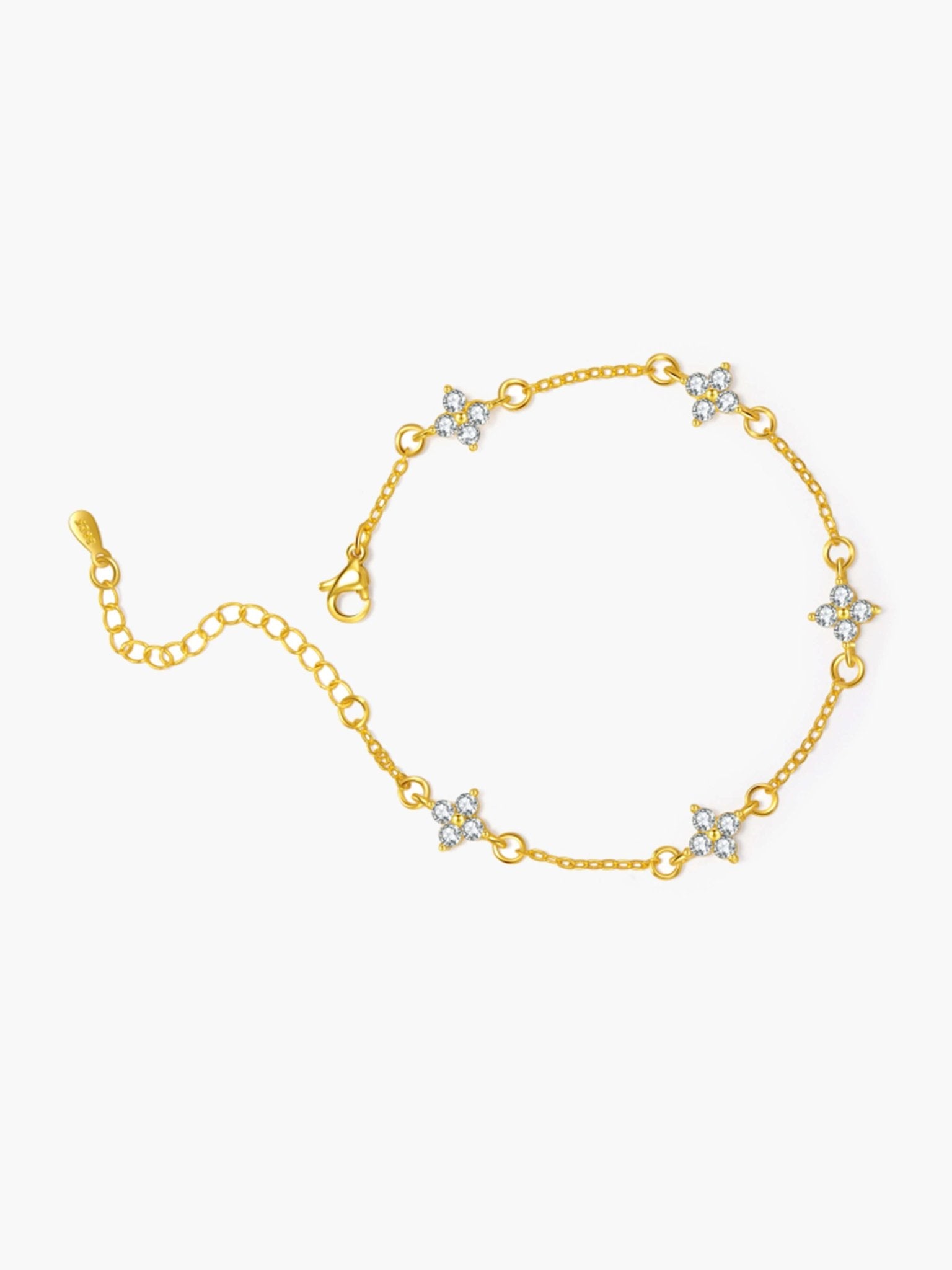 ZEYA - Dina Rhinestone Flower Chain Bracelet