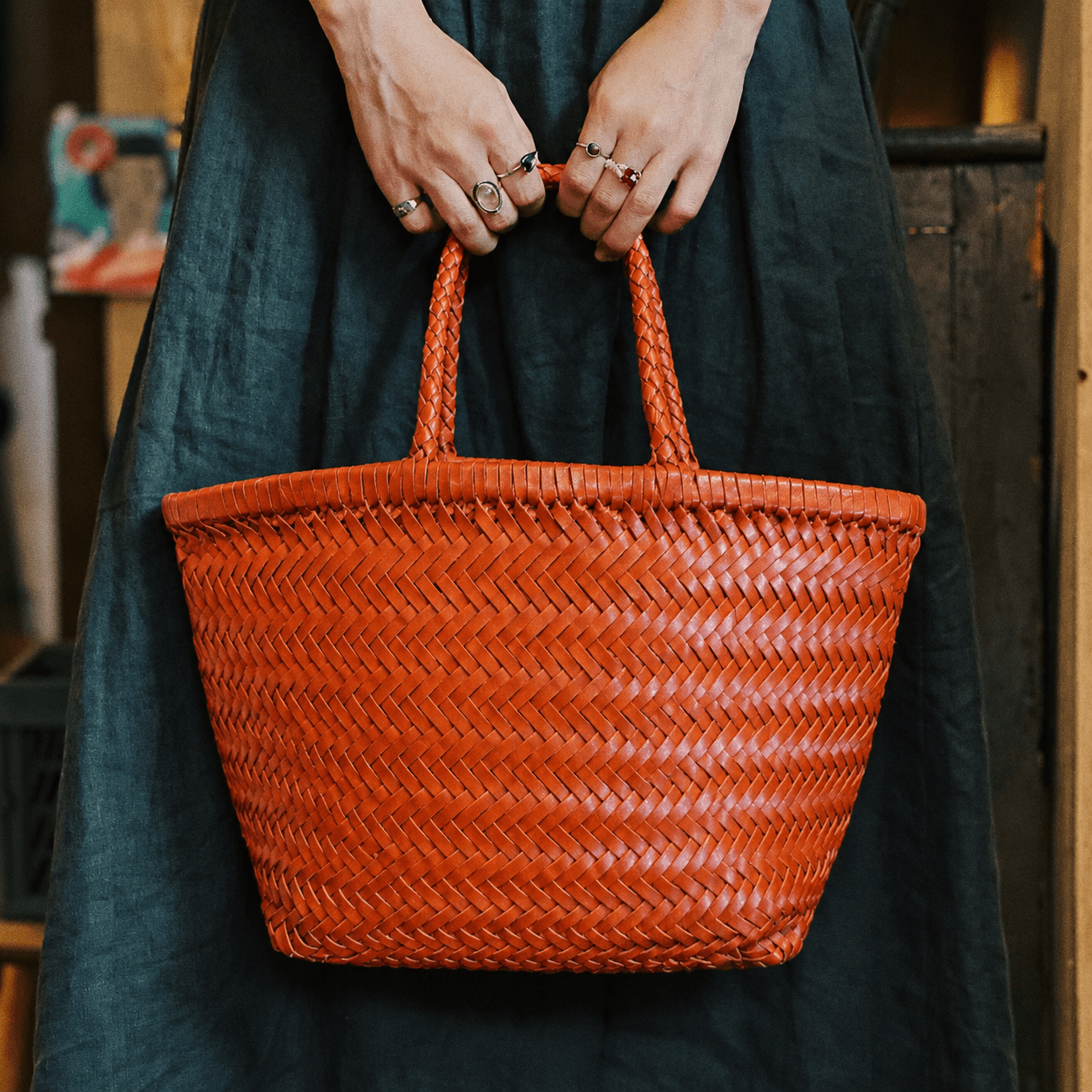 ZEYA - Eira Handwoven Leather Tote Bag