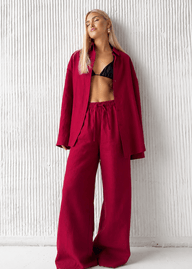 Laura Relaxed Cotton Chemise et Pantalon Large Ensemble