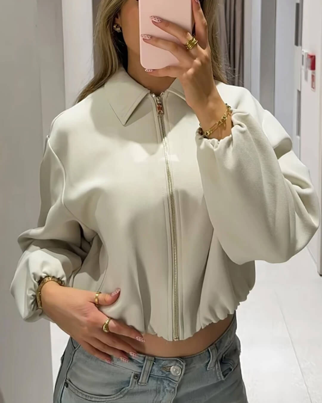 ZEYA - Ellaria Puff Sleeve Bomber Jacket
