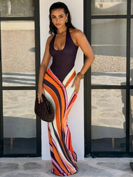 Abito lungo Ellen Colorblock