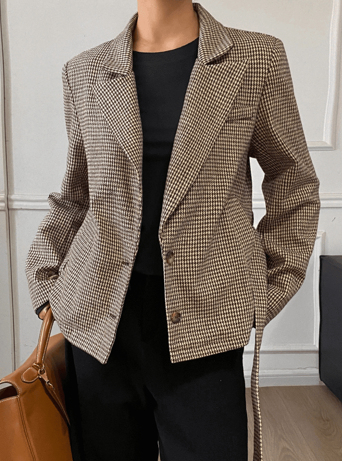 ZEYA - Ellen Houndstooth Plaid Blazer