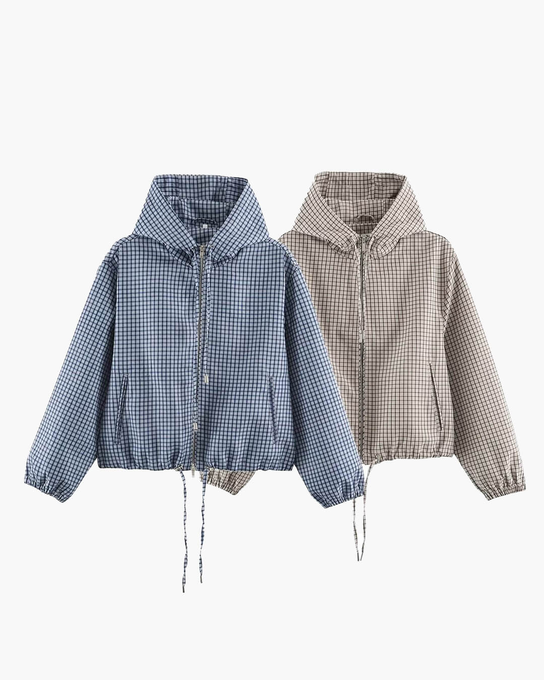 ZEYA - Ellie Plaid Cropped Hooded Jacket
