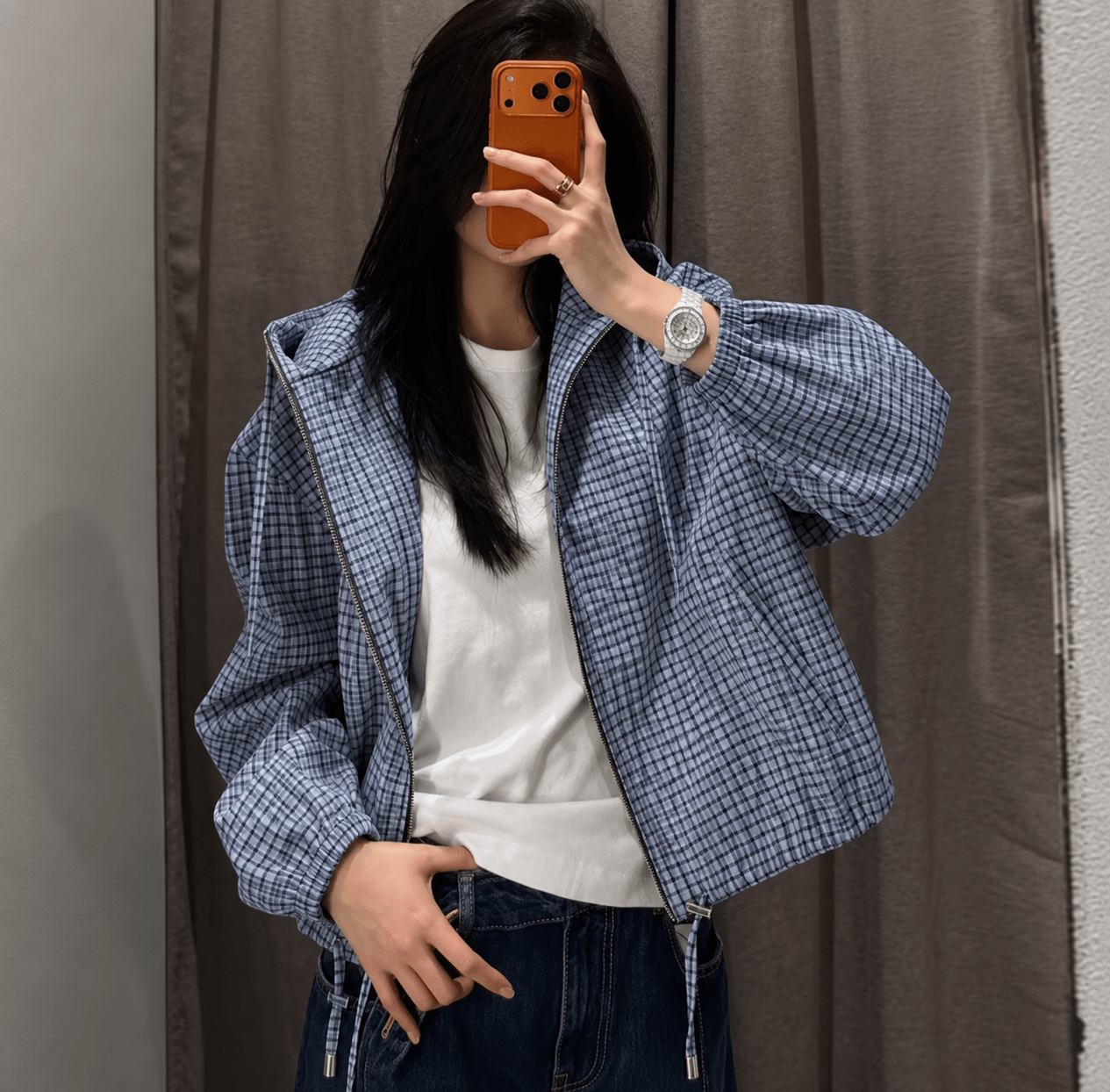 ZEYA - Ellie Plaid Cropped Hooded Jacket