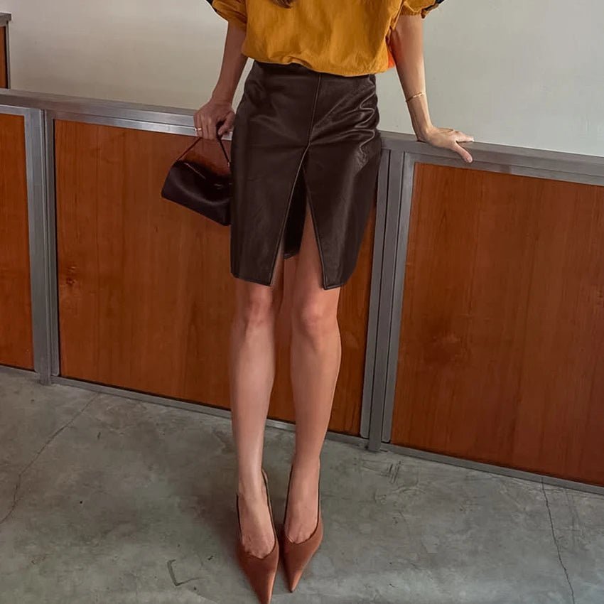 ZEYA - Ellie Split Knee Vegan Leather Skirt