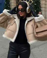 Veste en daim synthétique à fausse fourrure Elodie