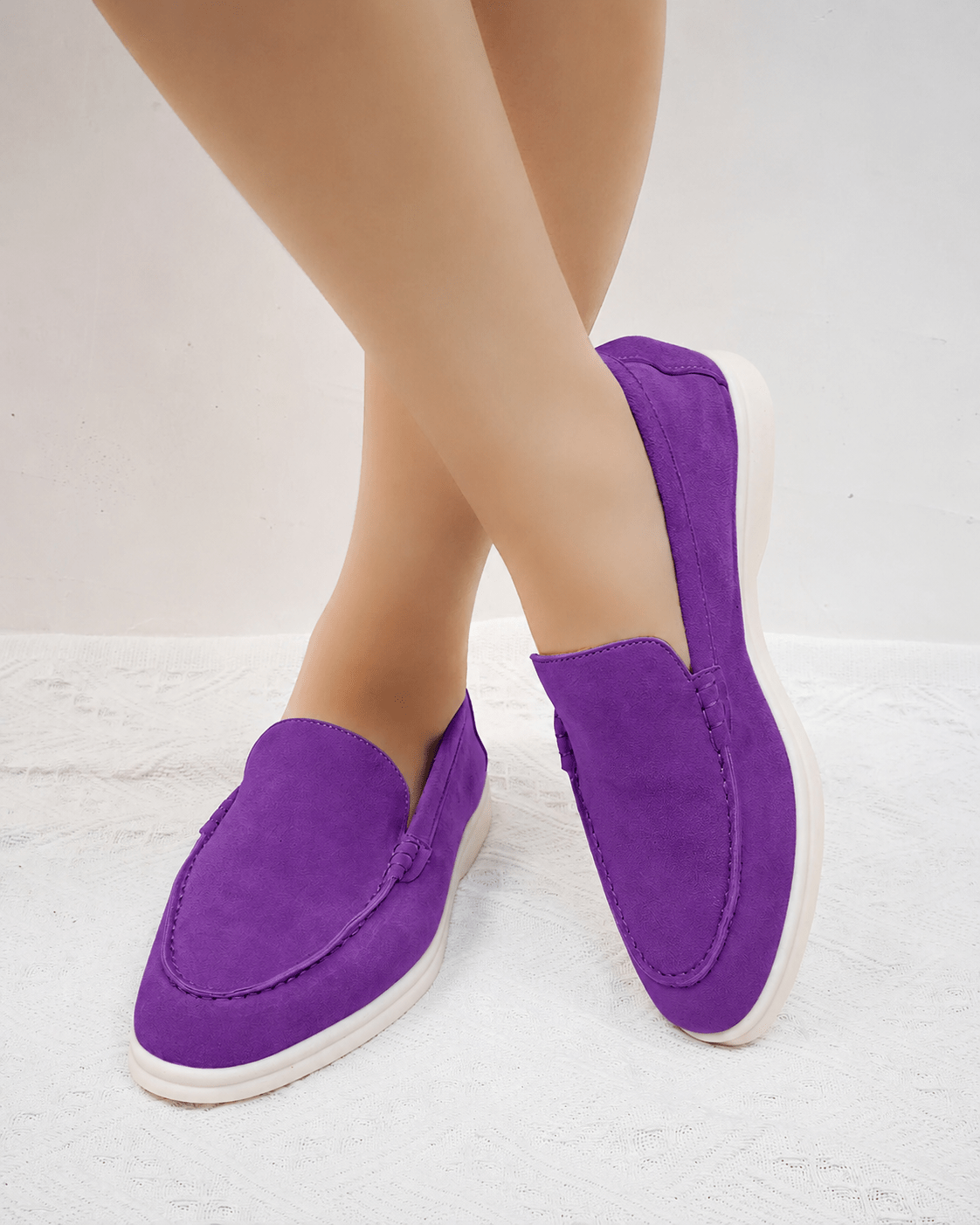 ZEYA - Elvira Suede Flat Moccasin Loafers