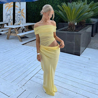 Emilia Asymmetrisches Spitzen-Maxikleid