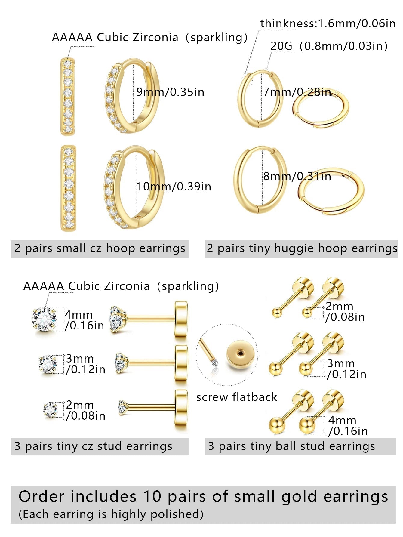 ZEYA - Emma Earring Hoop Set 10pcs