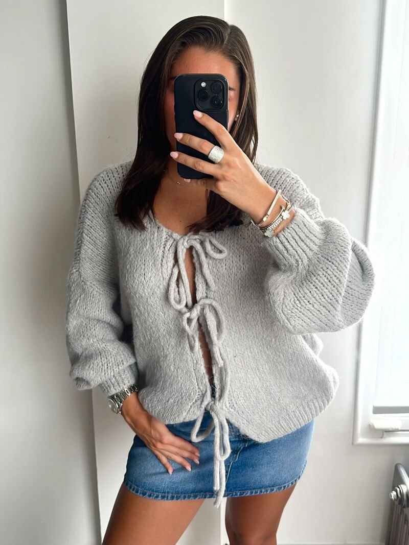 ZEYA - Emma Knit Cardigan with Bow Design