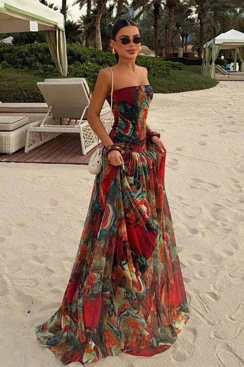 ZEYA - Emmy Strapless Abstract Maxi Dress