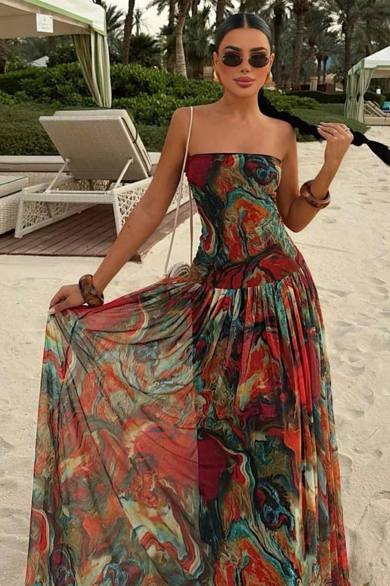 ZEYA - Emmy Strapless Abstract Maxi Dress
