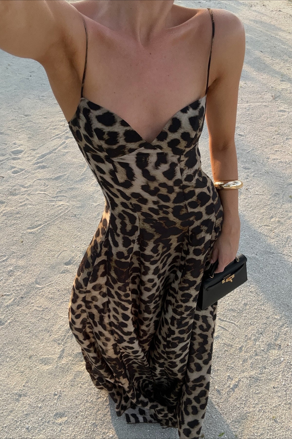 ZEYA - Enora Leopard Print Spaghetti Strap Maxi Dress