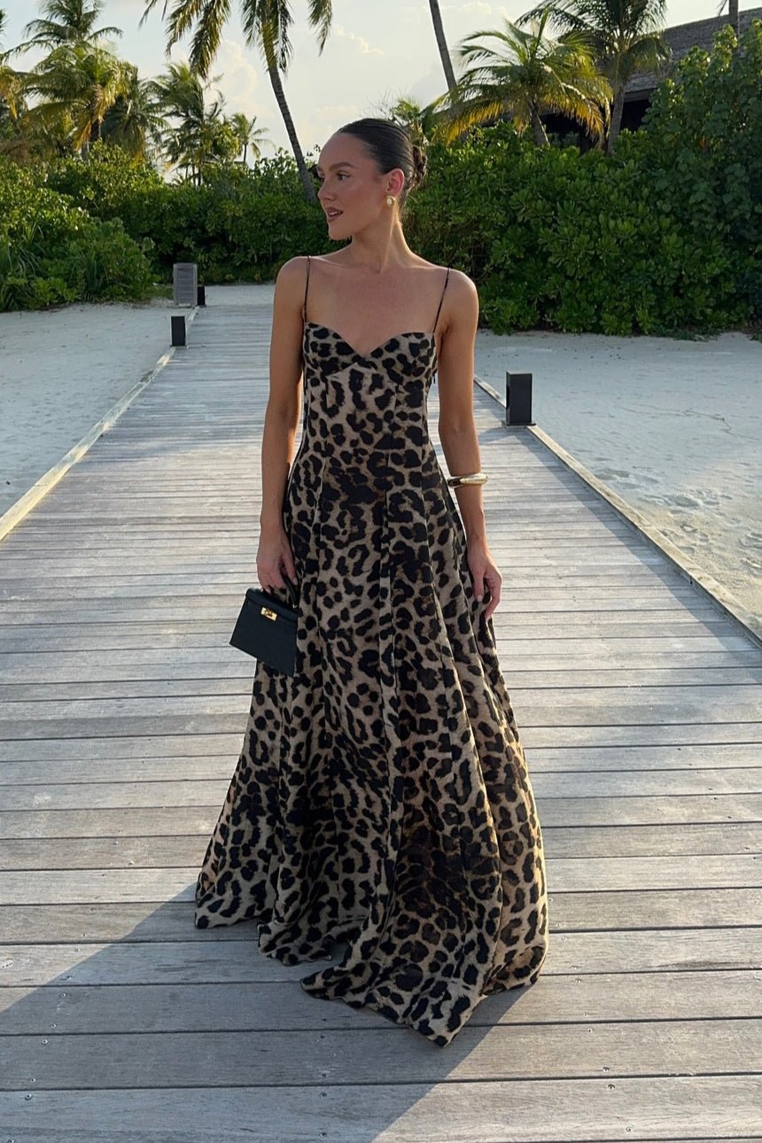 ZEYA - Enora Leopard Print Spaghetti Strap Maxi Dress