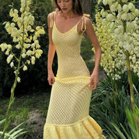 Robe maxi Eris en maille à volants