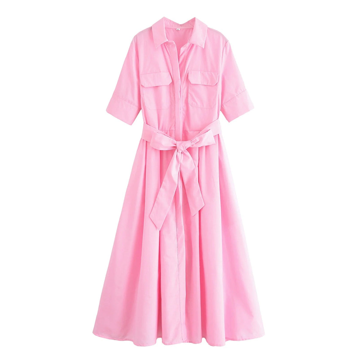 ZEYA - Evita Belted Shirt Midi Dress