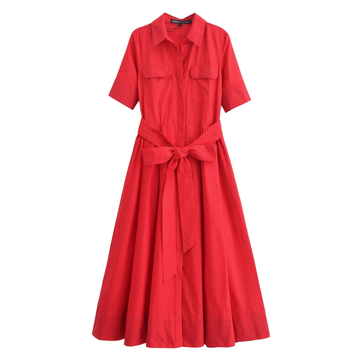 ZEYA - Evita Belted Shirt Midi Dress