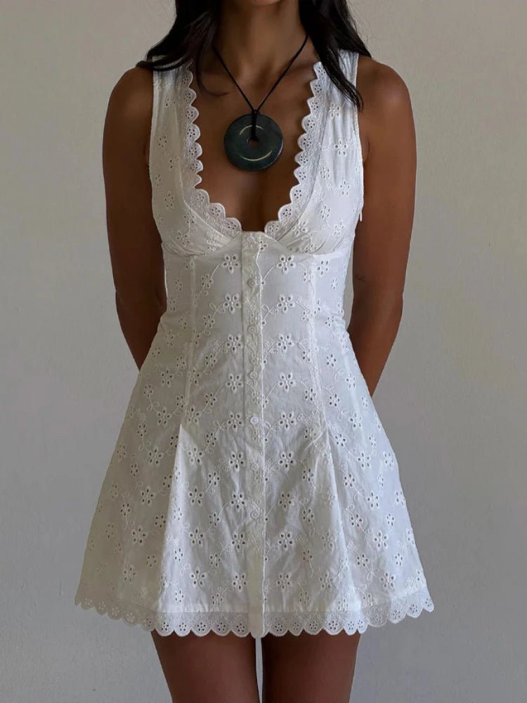 ZEYA - Farrah Neck Button - Down Mini Dress