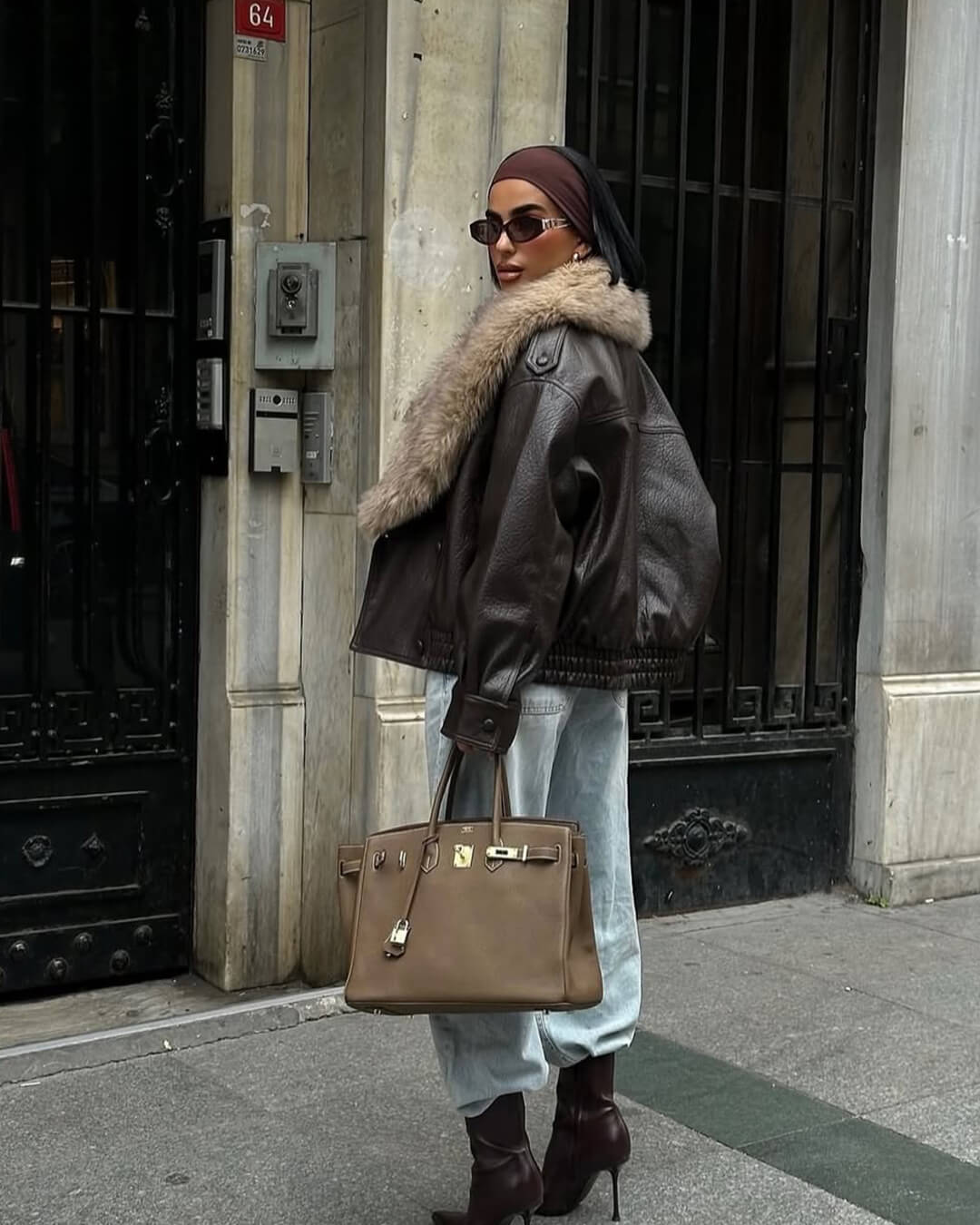 ZEYA - Felicity Faux Leather Jacket with Detachable Fur Collar