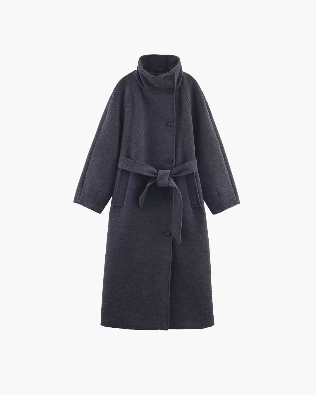 ZEYA - Feline Long Belted High Collar Coat
