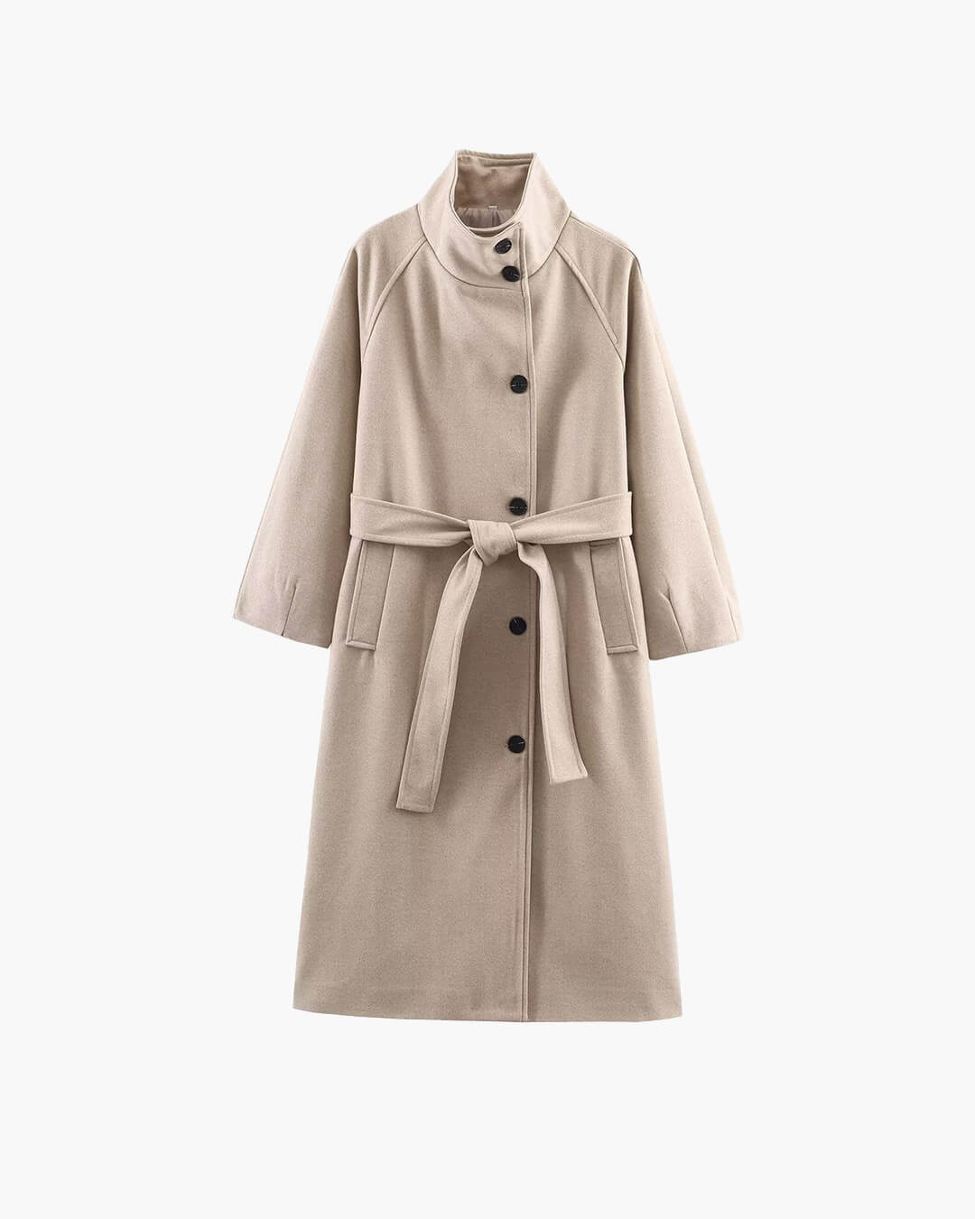 ZEYA - Feline Long Belted High Collar Coat
