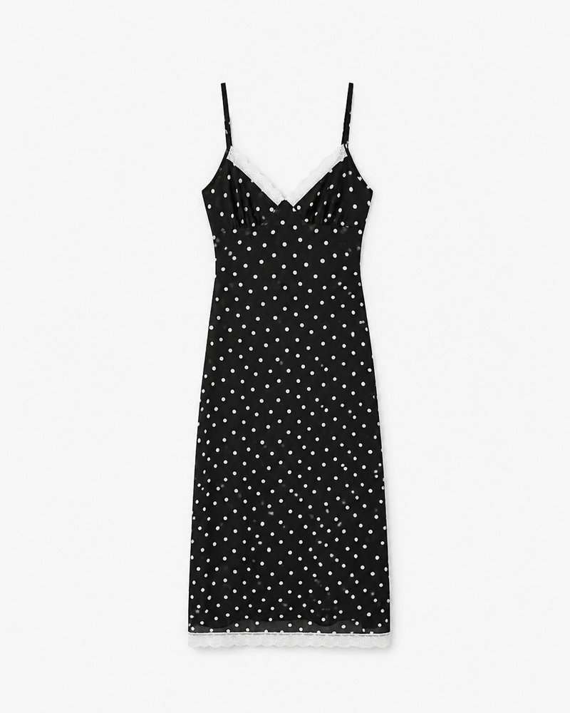 ZEYA - Fiora Lace Trim Polka Dot Dress