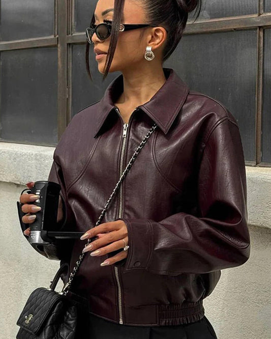 Blouson aviateur en similicuir Florence