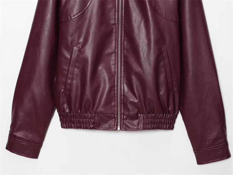 ZEYA - Florence Faux Leather Bomber Jacket