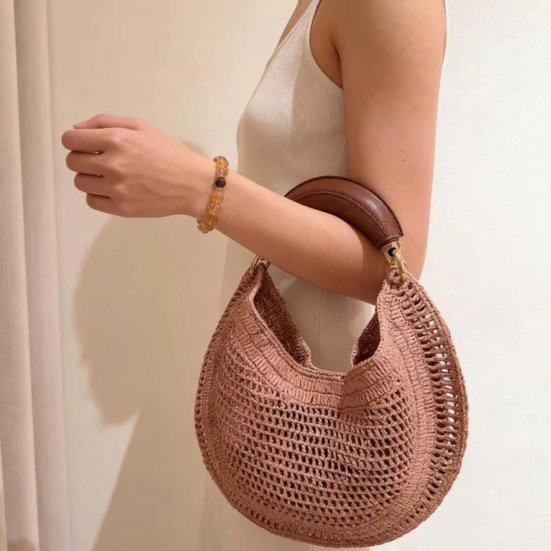 ZEYA - Geneva Crescent Woven Leather Bag