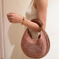 Geneva Crescent Woven Leather Bag