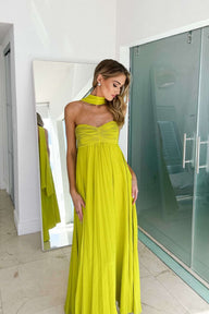 Gina gerafftes Maxikleid mit Neckholder