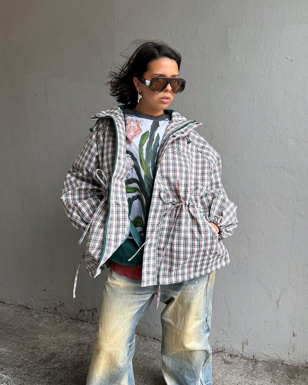 ZEYA - Gina Retro Plaid Hooded Jacket