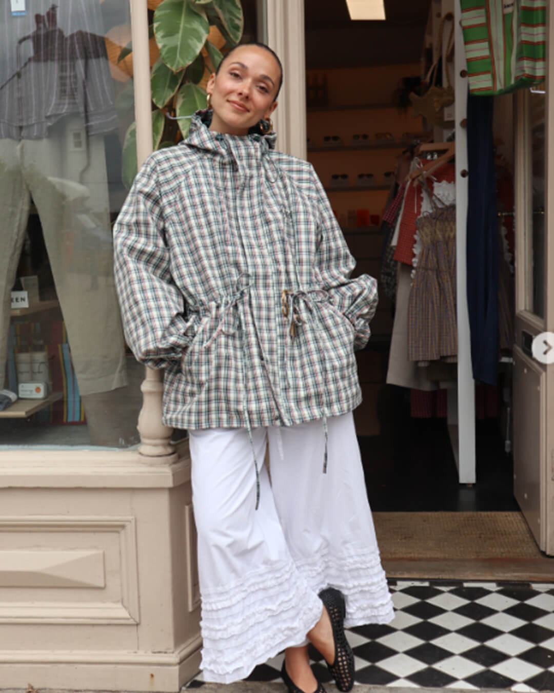 ZEYA - Gina Retro Plaid Hooded Jacket