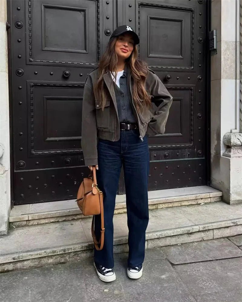 ZEYA - Ginny Suede Pilot Bomber Jacket