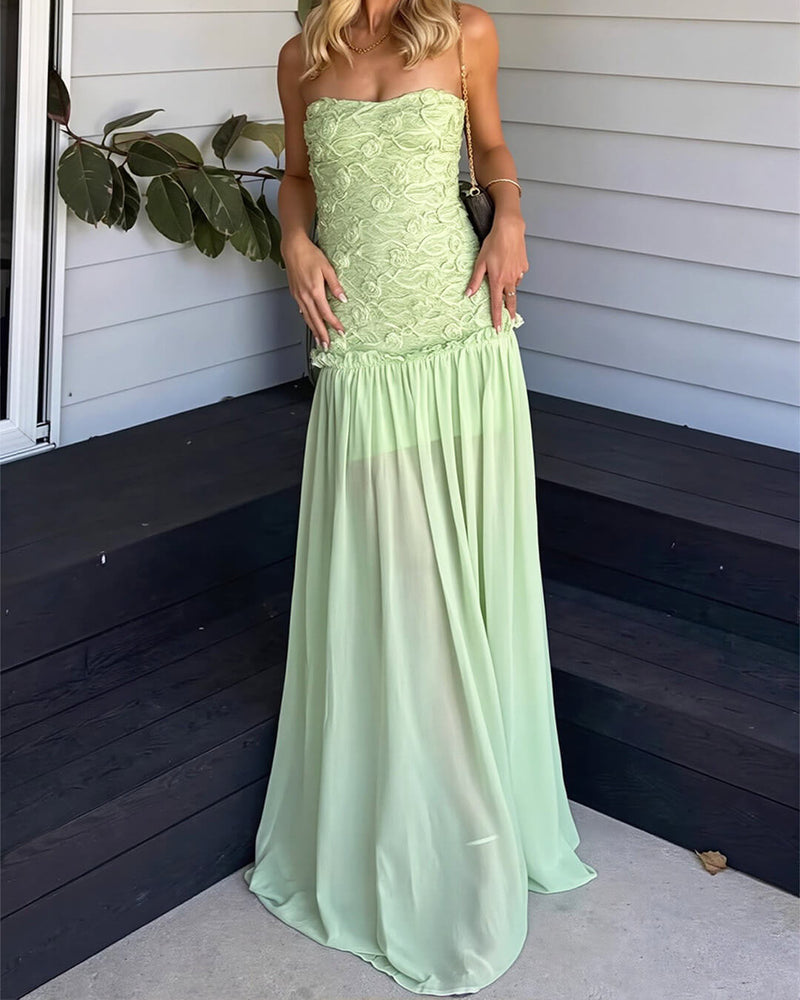 ZEYA - Goldie Strapless Floral Lace Maxi Dress
