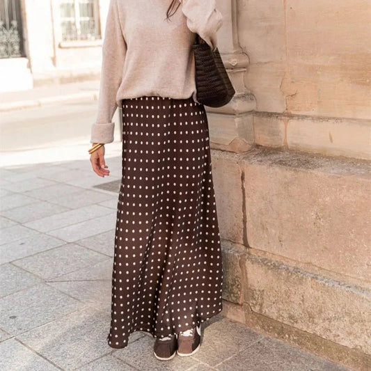 ZEYA - Halia Polka Dot Satin Maxi Skirt