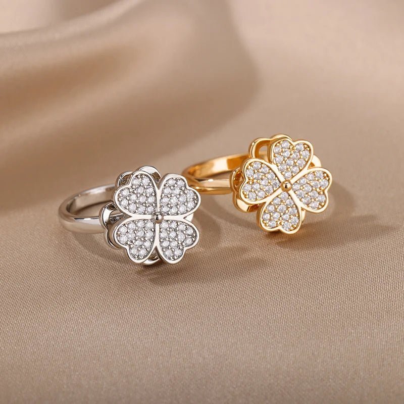 ZEYA - Hazel Clover Leaf Fidget Spinner Ring