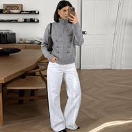 Cardigan Helena a Maglia con Zip e Collo Alto