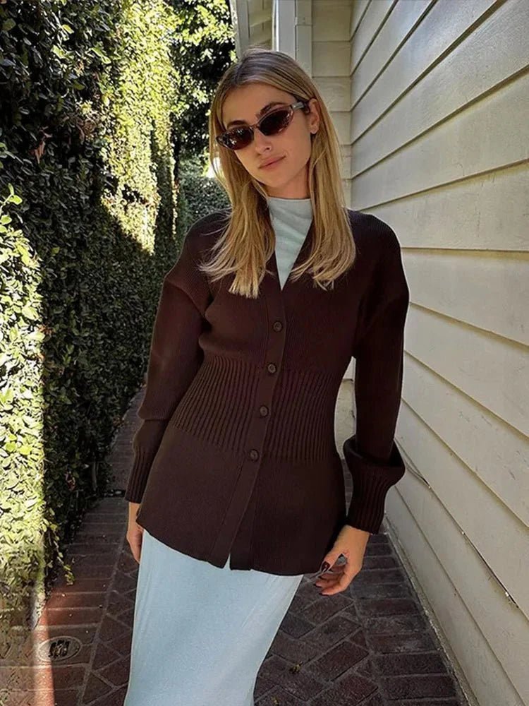 ZEYA - Henna Waisted V-Neck Cardigan